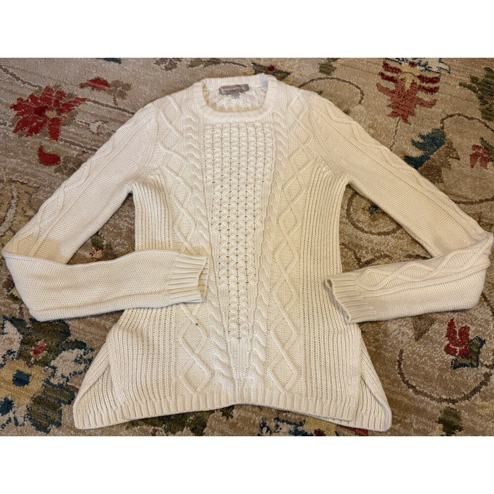 Banana Republic Cable Knit Sweater Women XS Wool Blend Off White